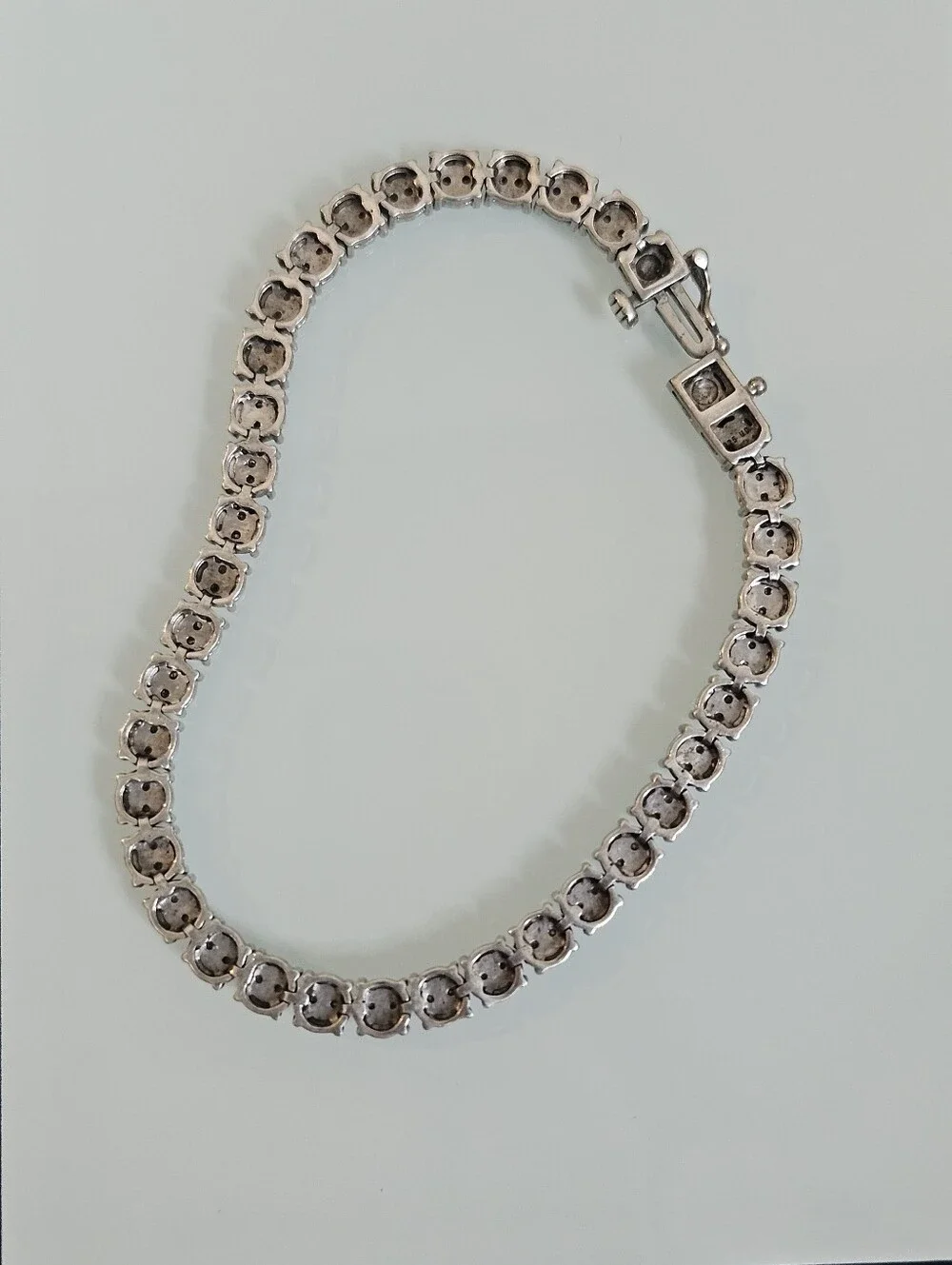 925 DU Diamond Cut Sterling Silver DIA Accent Tennis Bracelet 7.25